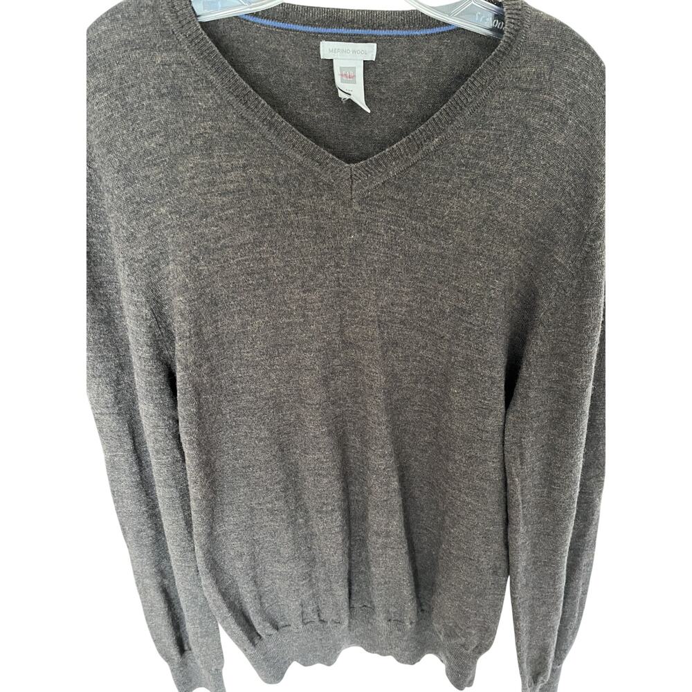 Gap Men Med. Merino Wool Brown V Neck Sweater Jumper, Classic core, Preppy - Picture 6 of 10